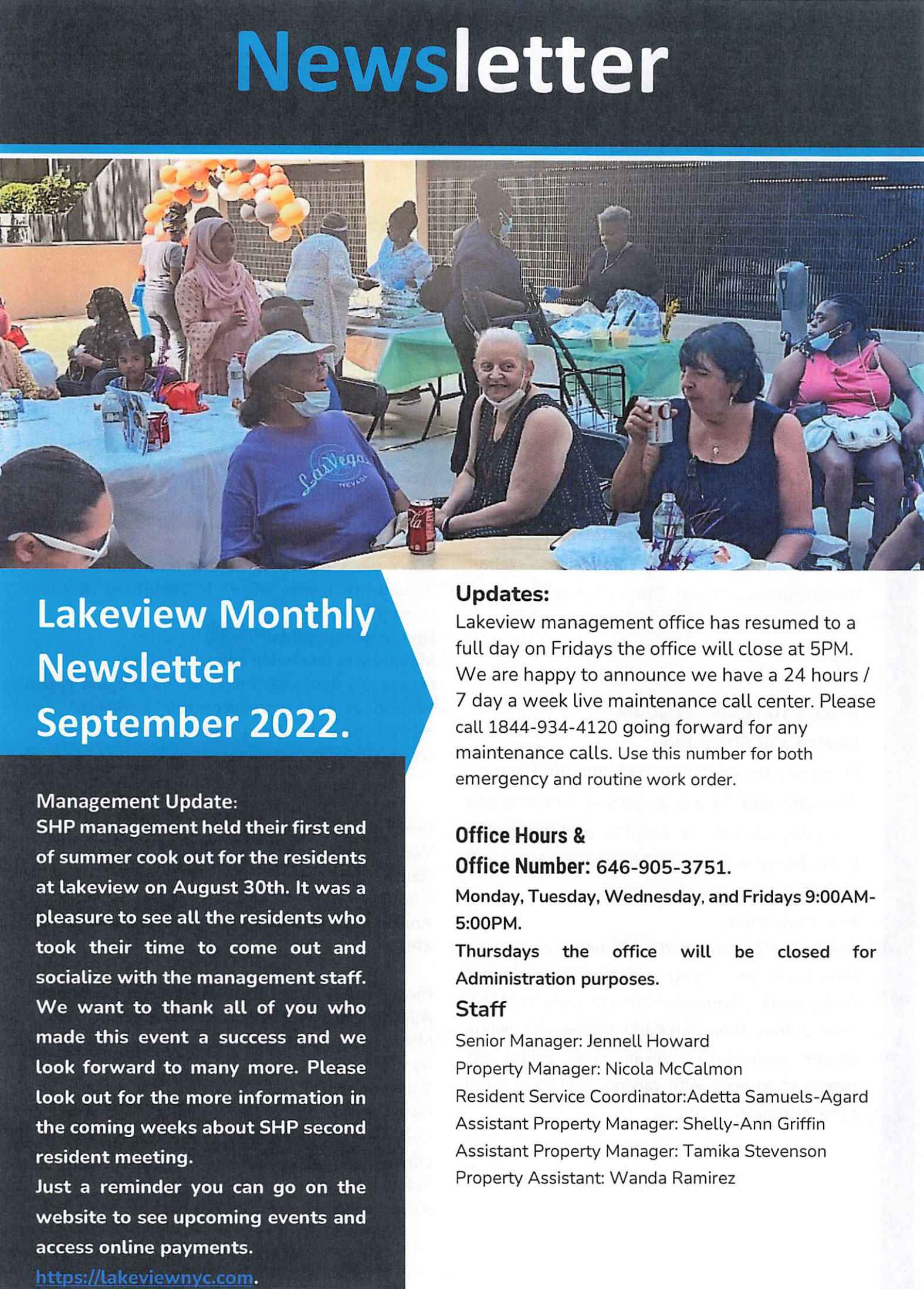 Screenshot of the cover of the September 2022 newsletter issue